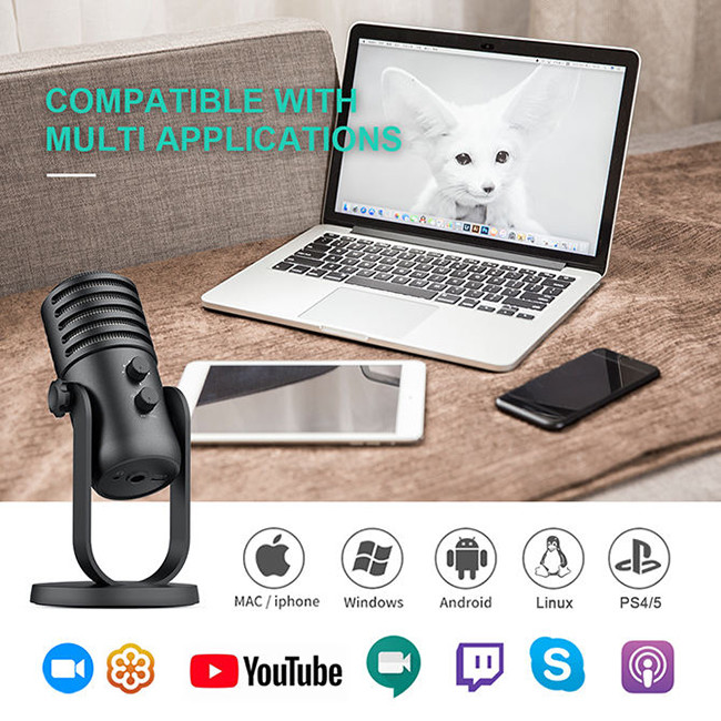 Podcast USB Dynamic Microphone For Vocal Recording Live Streaming Gaming
