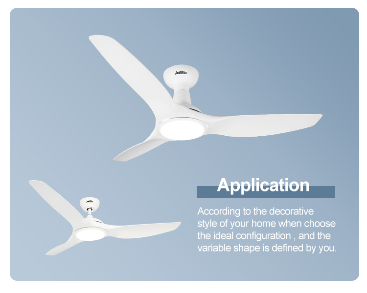 DC Motor 52 Inch ABS Blade Ceiling Fan with LED Light and Energy Saving Function