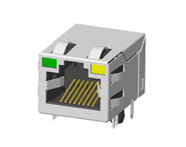 Single Port Rj45 shieled POE RJ45 Connector WITH LED L=21.3MM
