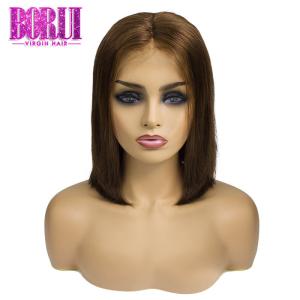 Quality 13*6 Lace Frontal Colored Bob Wigs Brown 4# 100% Brazilian Human Hair Smooth wholesale