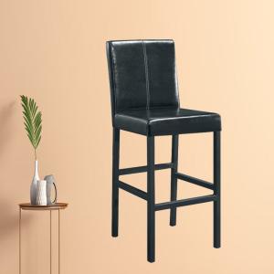 Quality Modern Indoor Kitchen Furniture Barstool Chair Straight Back In Black Leather wholesale