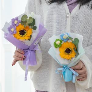 Quality Handmade sunflower puff bouquets, finished flower bouquets, festival gifts wholesale