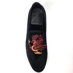 Slip On Mens Black Suede Tassel Loafers With Red Leather