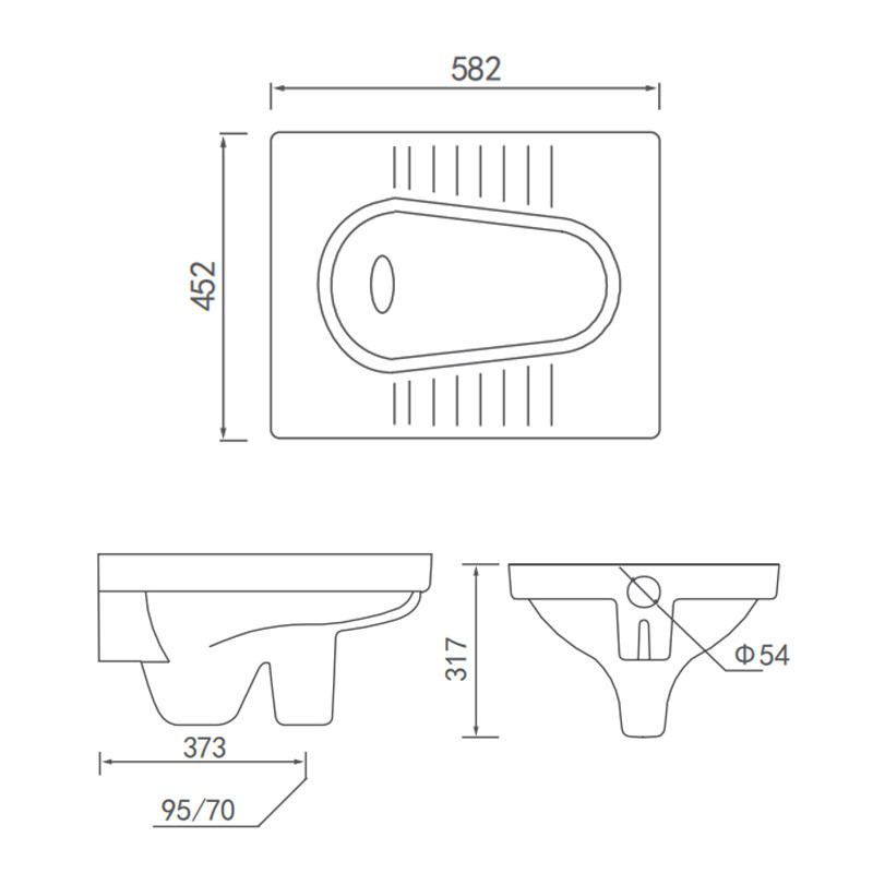 Bathroom Toilet Squatting Pan , 582x452x317mm Squat Type Water Closet