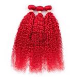 Red Kinky Curly Remy Human Hair Bundles Sew In Weave Bundles Brazilian Bundle