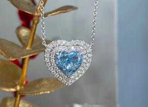 Quality Heart Cut Lab Created Diamond Pendants Blue Diamond Heart Pendant 2.63ct wholesale