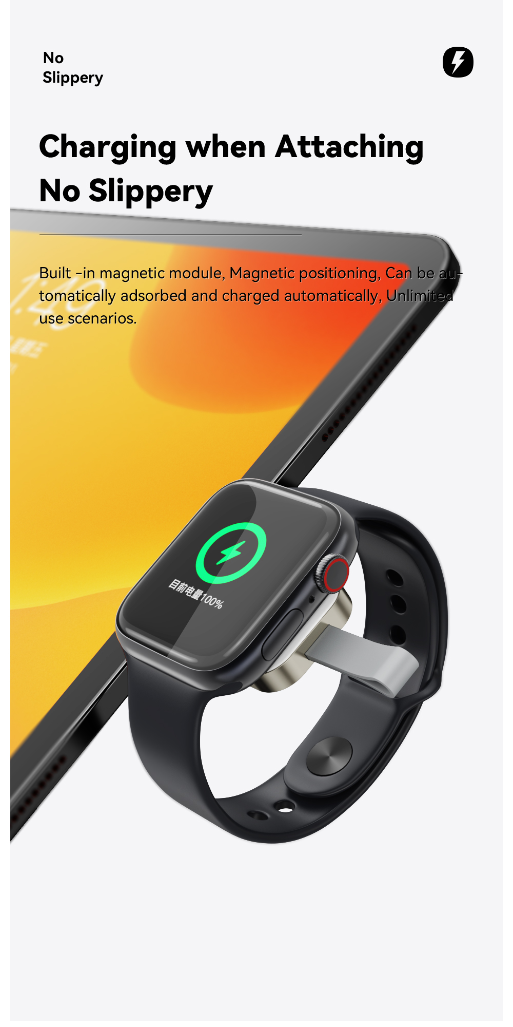 Mini Portable Desktop Magnetic Wireless Watch Charger 15W For Ip
