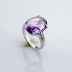 925 Sterling Silver Oval Dome Amethyst Ring(P24E)