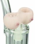 18mm Male Glass Water Bong Bowl Dab Boobies Double Bowl Piece