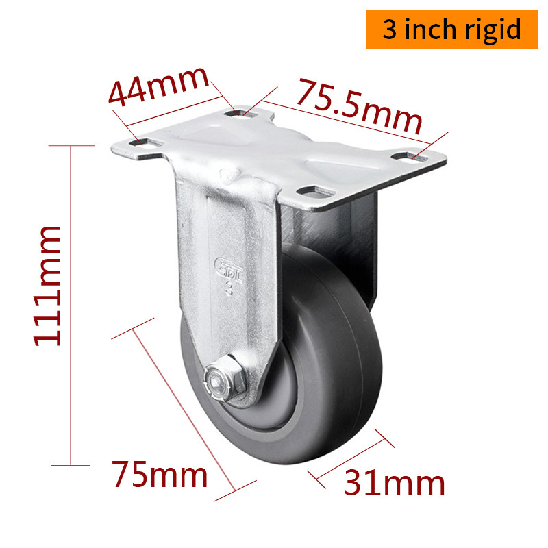 EDL Medium Duty Zinc Coating 3inch 110kg Plate TPE Caster by Rigid, Swivel and Brake type 5713P-57