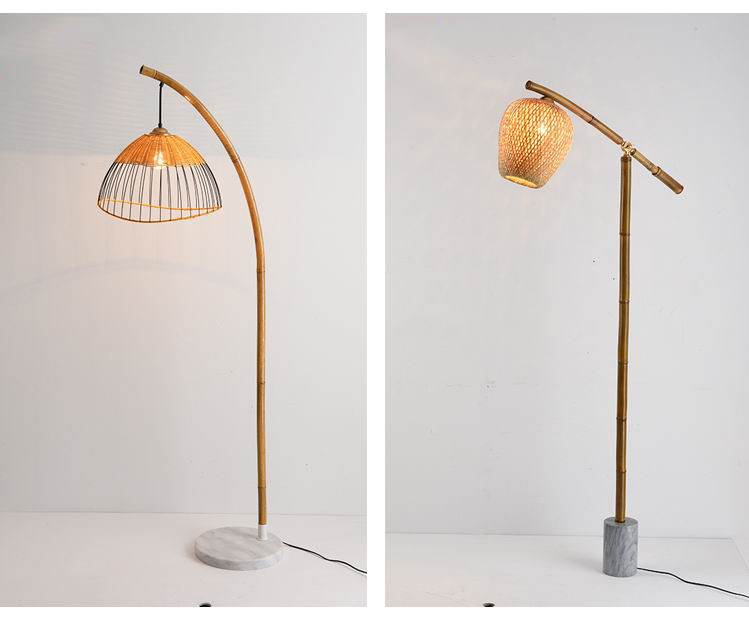 marble bamboo floor lamps living room sofa bedroom standing lamp bedside reading light Nordic fishing lamp