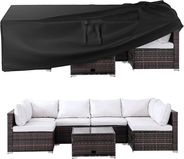 Outdoor Waterproof Patio Furniture Covers,420D Oxford Polyester Black Rectangula