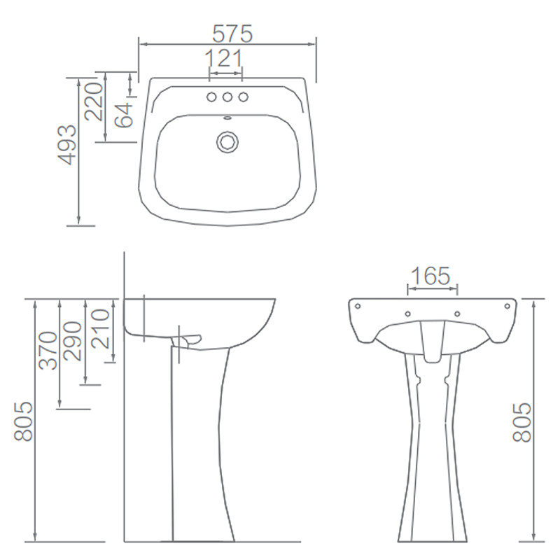 Bathroom Ceramic Freestanding Pedestal Basin , Round Small Corner Pedestal Sink