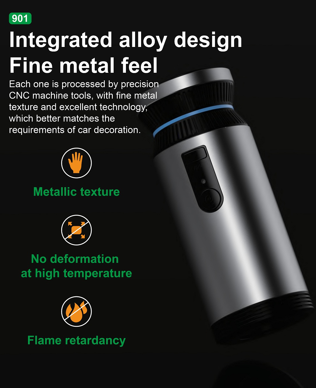 HOMEFISH Aluminum Alloy Car Air Purifier Ozone Generator Active Oxygen DC 5V