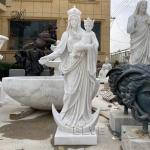 White Marble Religious Saint Francis Sculpture Statues With Wolf Life Size