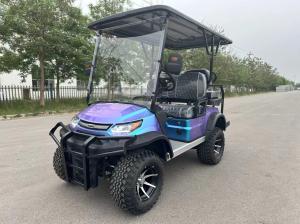 Quality Colorful Purple 2+2 Seat Electric Golf Cart With Four-Arm Independent Suspension And Electromagnetic Brake wholesale
