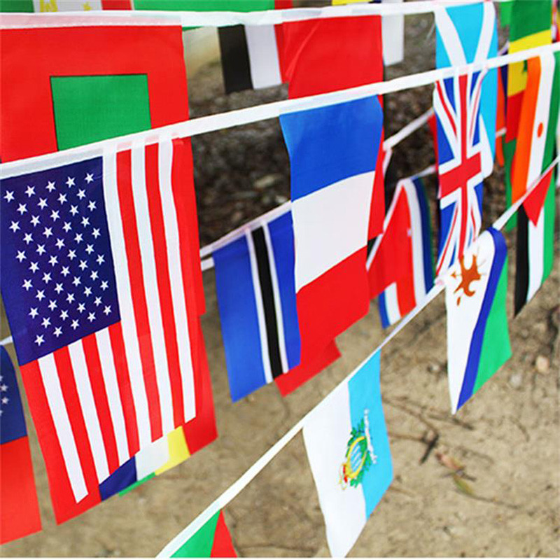 Custom Outdoor Bunting Flag Decor 100% Polyester For Decoration