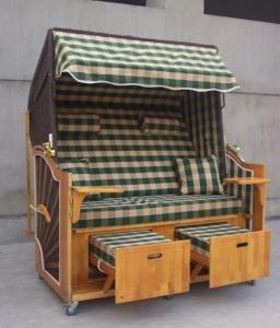 Quality Leisure Wood Rattan Beach Basket , Waterproof Roofed Beach Chair wholesale