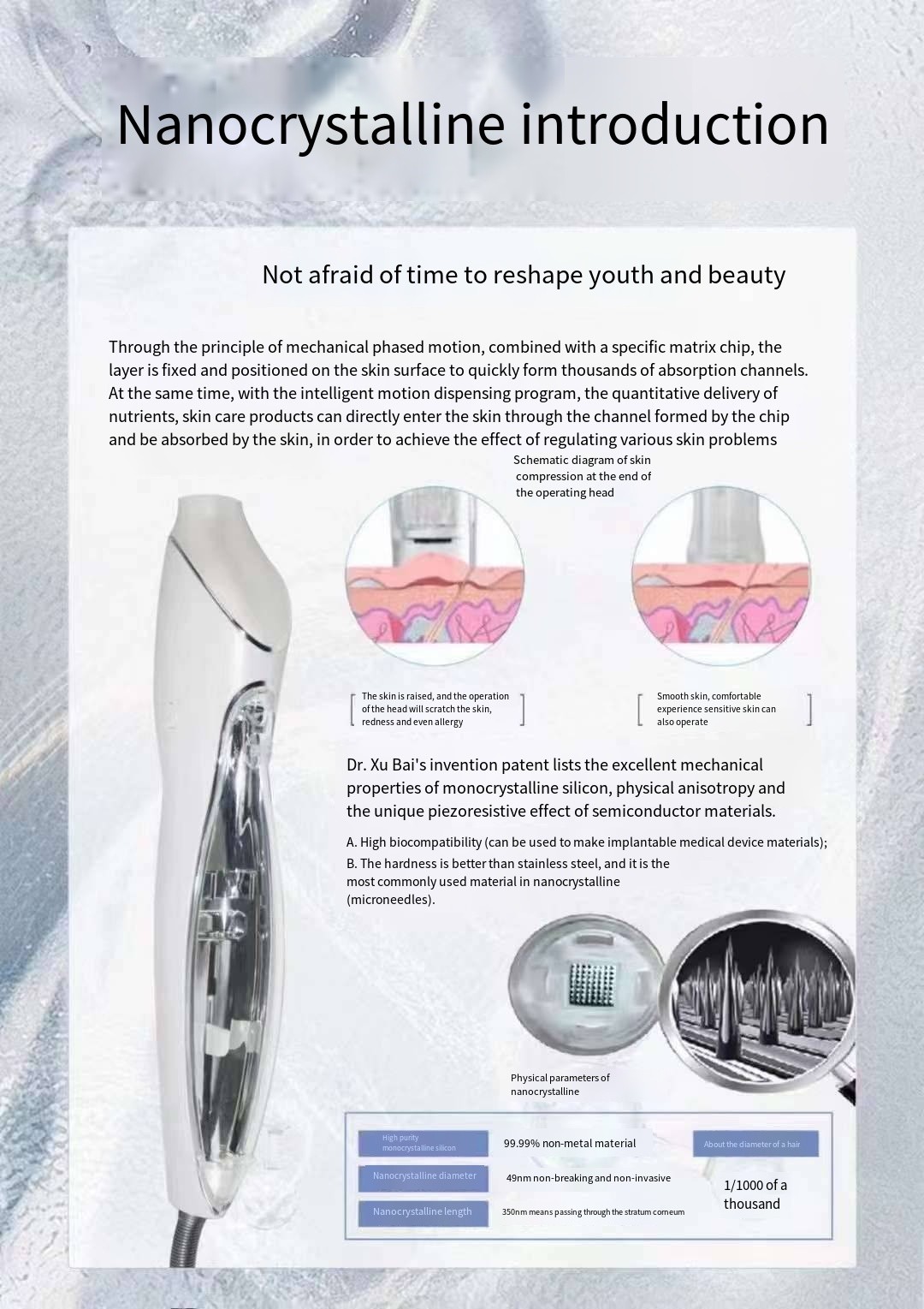 RF / EMS / LED Shallow Guide Instrument For Facial Collagen Introduction