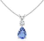 Solitaire Pendant Angara Natural Tanzanite Necklace For Women Girls 14K