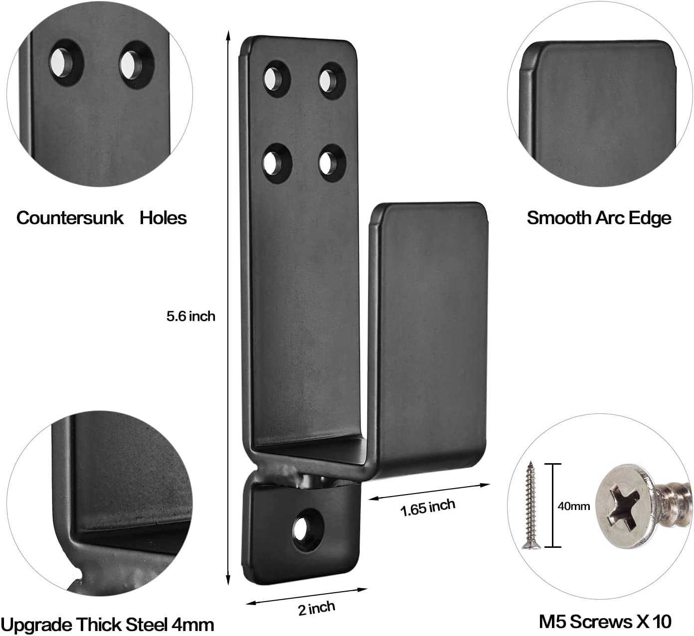 2x4 Bar Brackets for Door Reinforcement 2 Pack Drop Open Bar Holder Fit 2x4 Boards