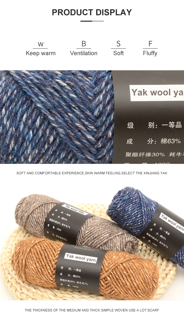 Menlange Grey 1/3NM Chunky Acrylic Wool Yarn YAK Hair 1ends 3GG For Machine Knitting