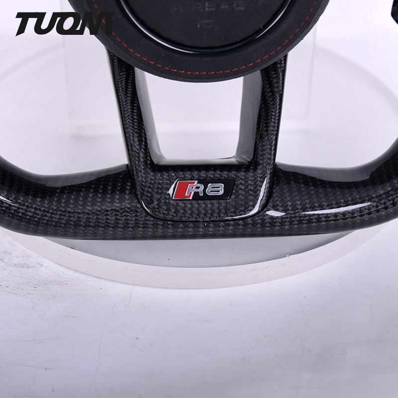 Black Suede Leather Carbon Steering Wheel Audi R8 TTRS A3 A4 A5 RS3 Plane Shape