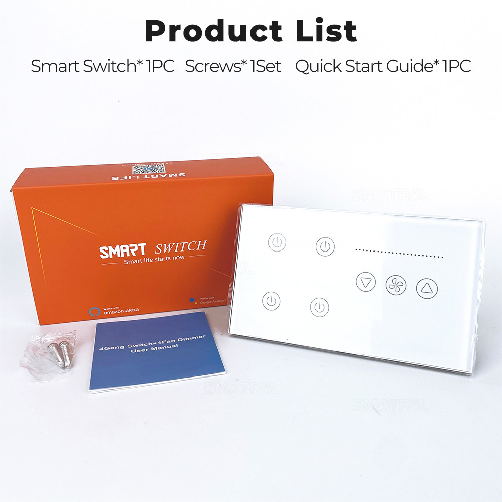 Tuya WiFi Ceiling Fan Switch Speed Control Timer Voice Power Monitor Alexa Google Home Smart Light Switch