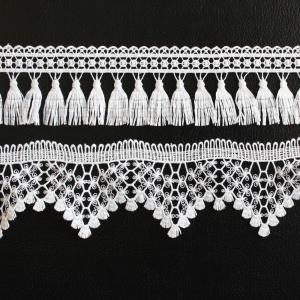 Quality 20KJ89 Polyester White Flower 50mm Embroidery Lace Trim wholesale