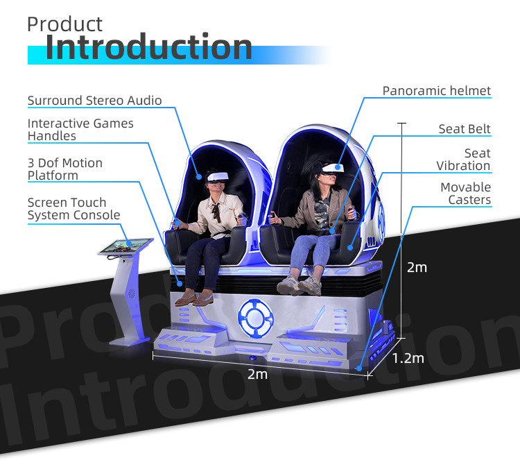 Amusement 9D Virtual Reality Egg Chair 3 DOF Two Player Simulator With Back Poke