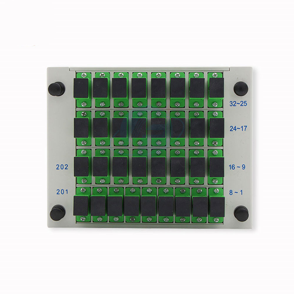 FTTH Sc Apc 1x32 Plug In Outdoor Fiber Splitter Passive Optical Coupler