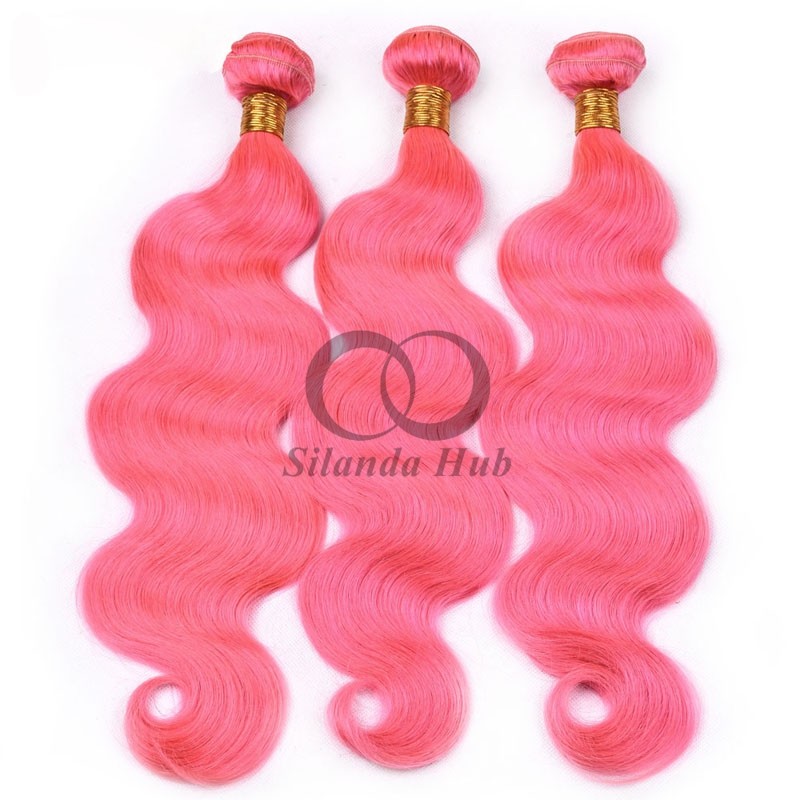 Pink Body Wave Remy Human Hair Bundles Sew In Weave Bundles Brazilian Bundle Deals