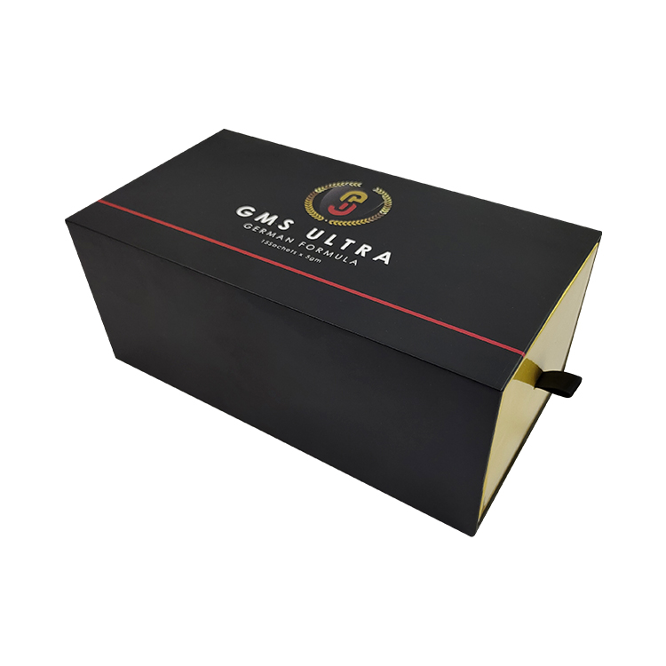 Recyclable Black Drawer Packaging Box Black Kraft Paper Gift Boxes Customized