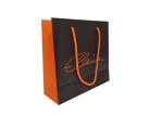 Decorative Custom Printed Paper Bags Black / Orange Color Eco Friendly