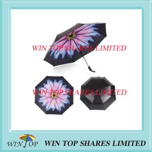 Quality 3 sections telescopic UV block borage flower Umbrella wholesale
