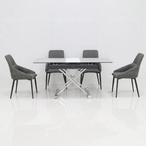 Quality Rectangular Maxload 200kg SS Steel Furniture Extendable Dining Table Set wholesale