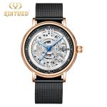 KINYUED Brand Full Hollow Surface Skeleton Couples Stainless Steel Strap Watches