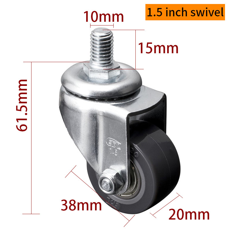 EDL Mini Caster Wheels 1.5inch 40kg Threaded TPU by Swivel and Brake type