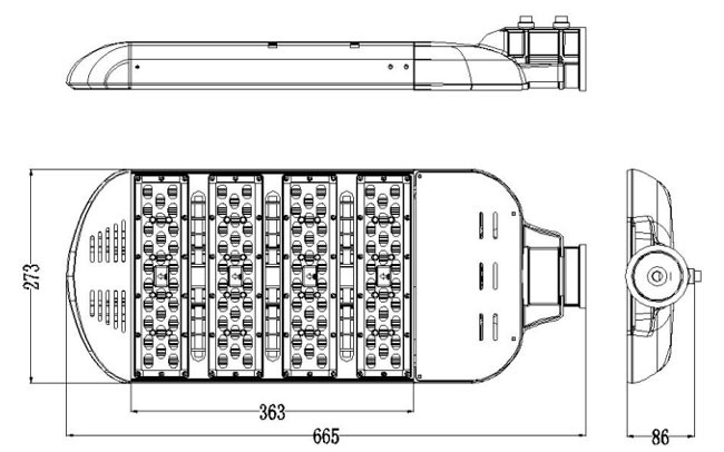 Aluminium High Power LED Street Light 180W Ip65 U-SL1204-180W Low Energy Consumption