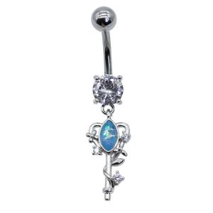 Quality Blue Opal Gem Body Piercing Jewelry 14ga 316 Stainless Steel Key Shape wholesale