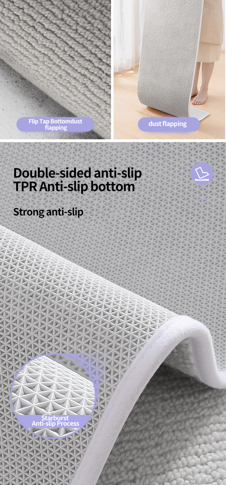 Interlocking Bathroom and Kitchen Floor Mats with Waterproof Polyester Fiber Material