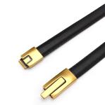1.3cm Women'S Fashion Skinny Black Belt Lutetium Gold Locked Paring Buckle