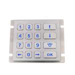 Chinese manufacture 4X4 matrix stainless steel blue led keyboard with pin out