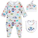 Baby Coming Home Set Newborn Long Sleeve Printed Romper + Bib + Hat 3 Pieces