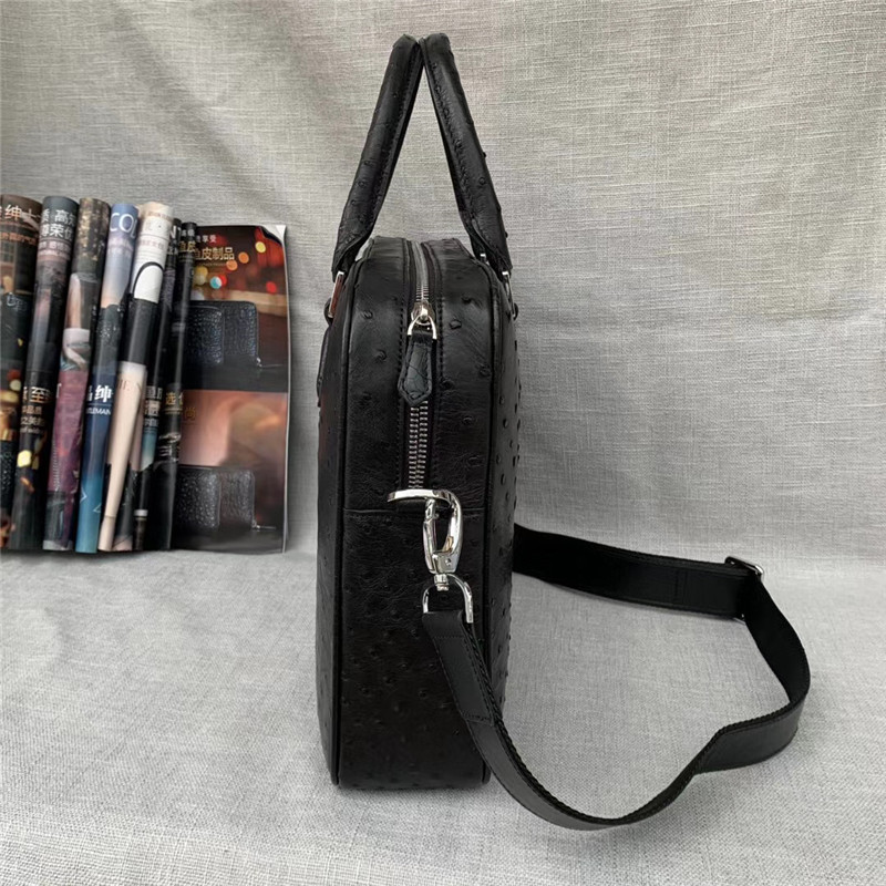 Authentic Exotic Ostrich Skin Businessmen Briefcase Large Shoulder Bag Genuine Leather Male Top-handle Working Handbag