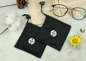 Quality Black Silk Printing Microfiber Sunglass Pouch With Drawstring Stretch Freely wholesale