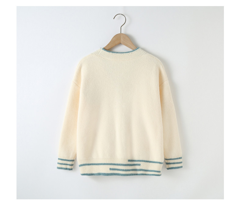 Autumn Winter Embroidery Trendy Children Clothing Girls Korean Apricot Knitted Cardigan Coat