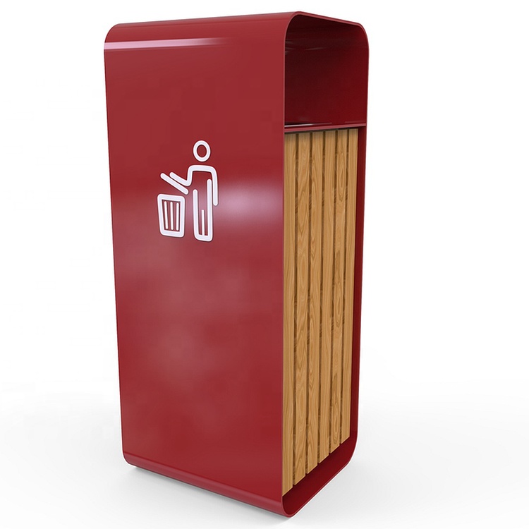 Customized Factory Outlet Outdoor Recycling Bin Garden Park 3 Compartments Wooden Waste Bin Rectangular Shape WPC Trash Bin
