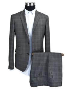 Quality Men'S Slim Fit Tailored Suits Deep Grey Check Anti Shrink Breathable wholesale