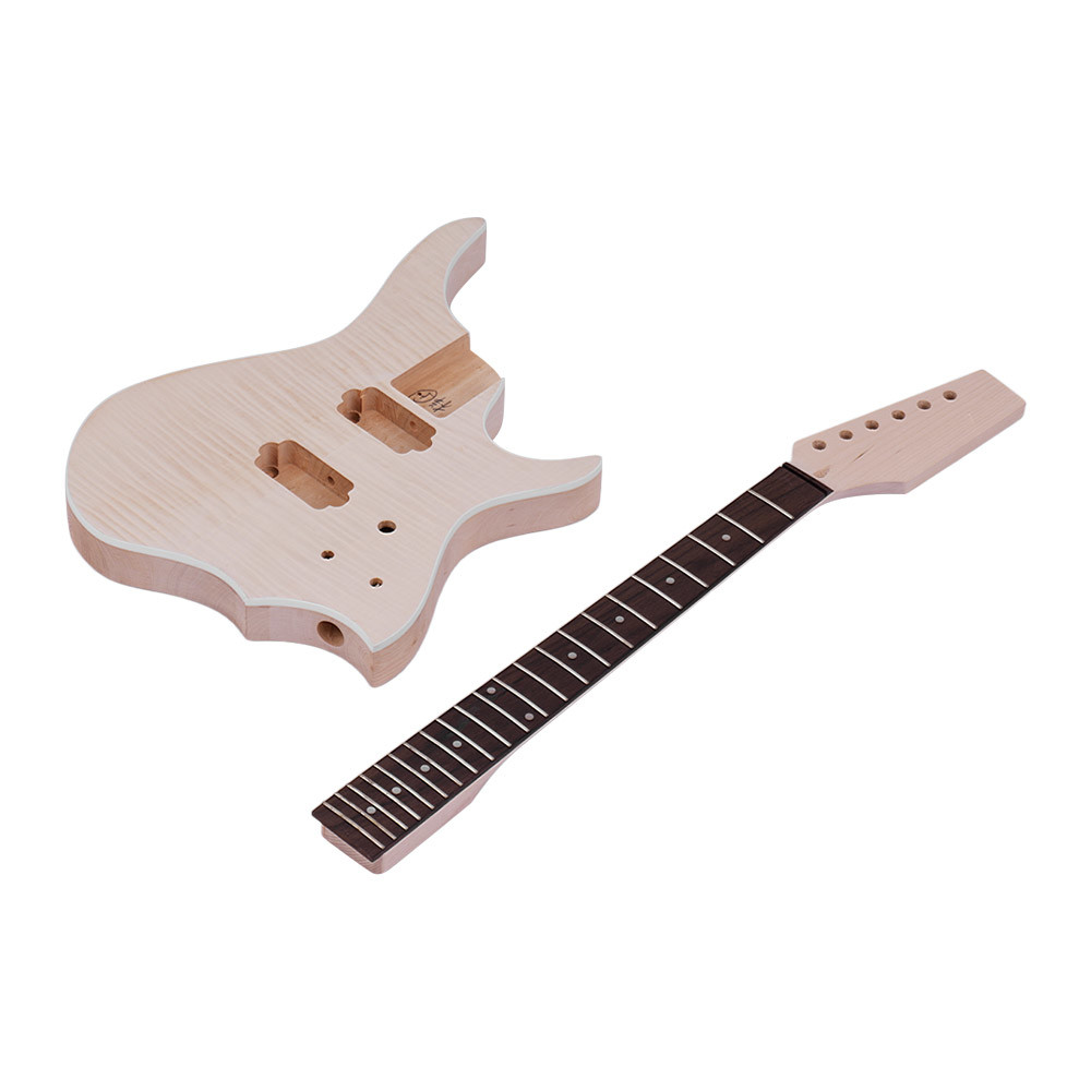 Unfinished DIY Electric Guitar Kit Basswood Body Maple Guitar Neck Rosewood Fingerboard